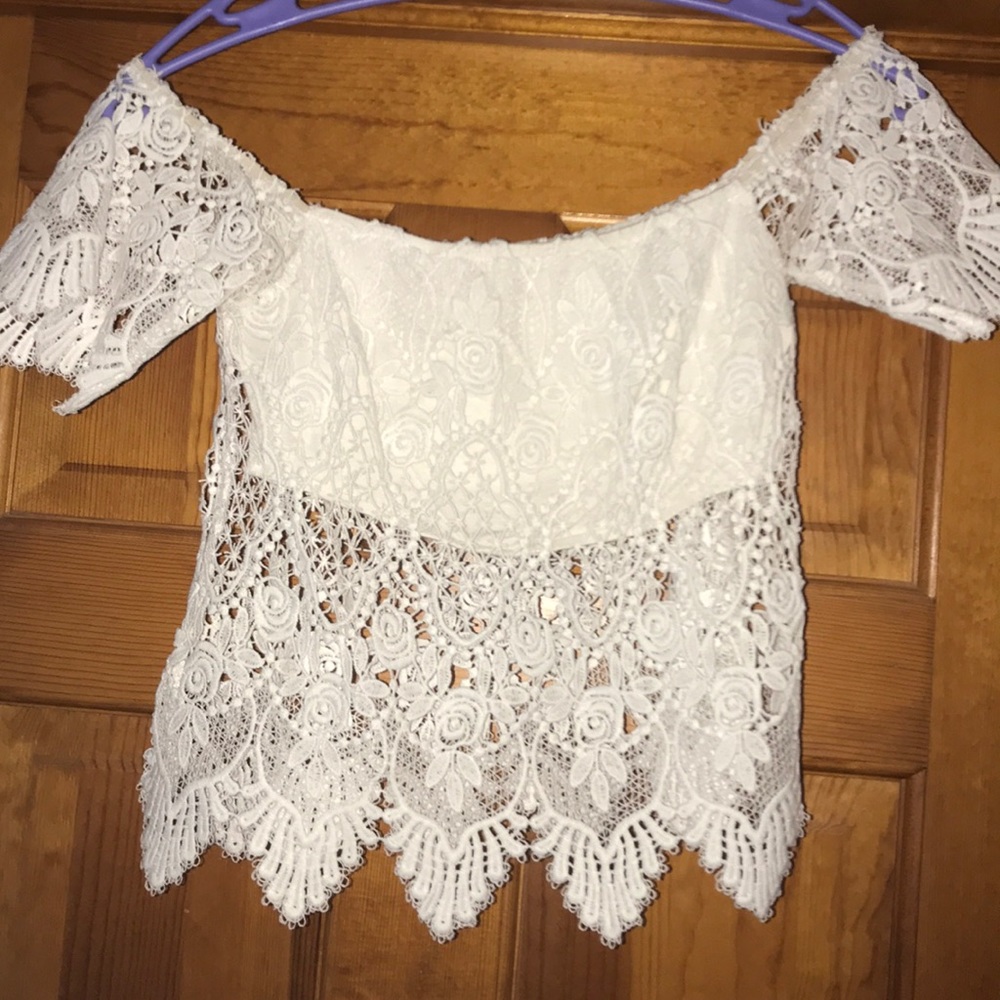 Off the Shoulder White Lace Top from PacSun